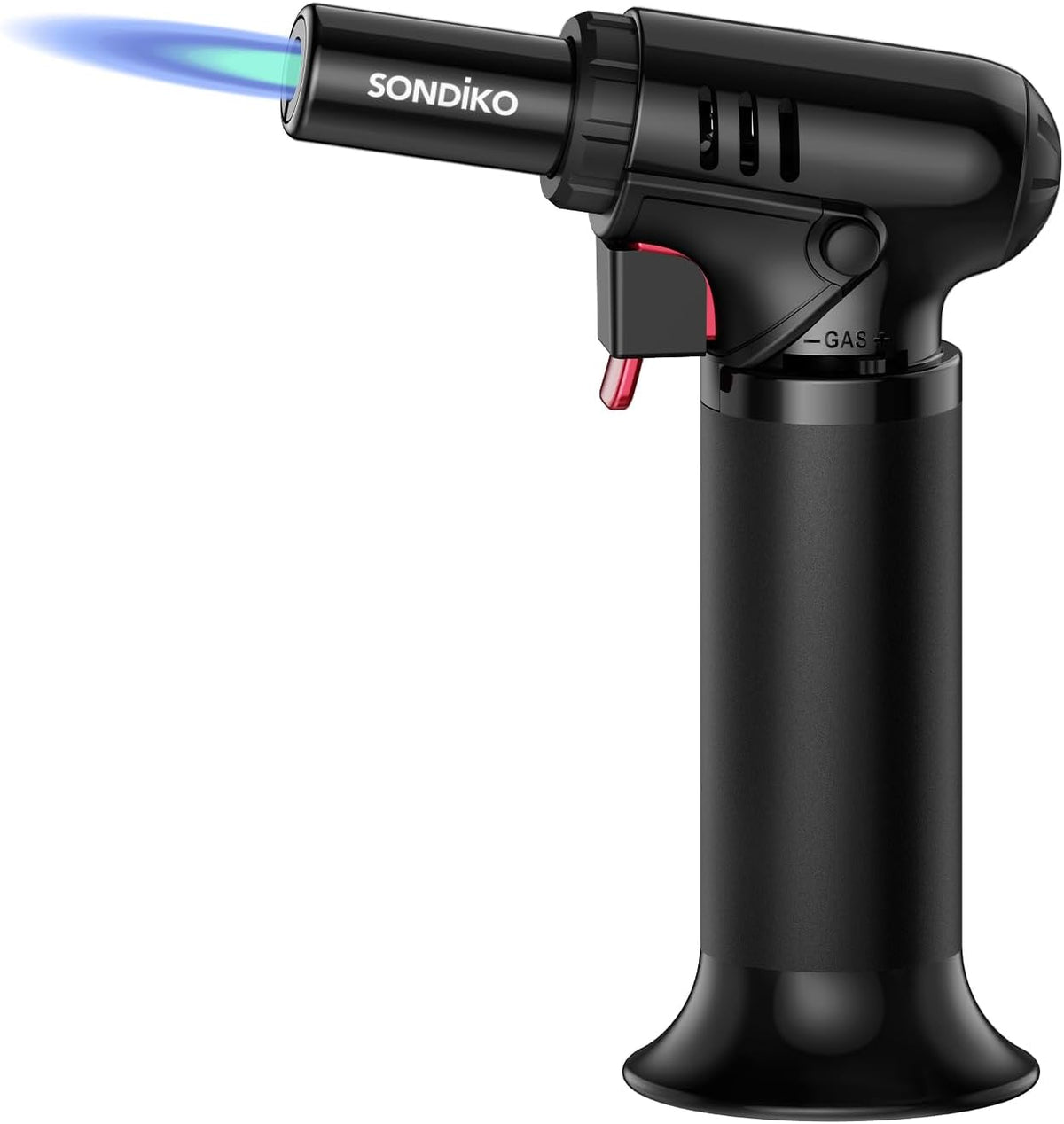 Sondiko Flame Torch with Fuel Indicator S907, Lighters, Bunsen Burner, Refillable Soldering Torch with Safety Lock for Kitchen, Camping (Butane Not Included)