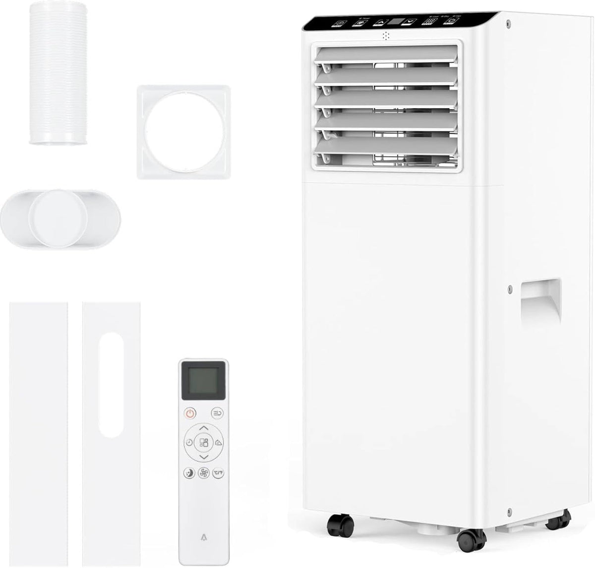 Quiet 4-in-1 Mobile Air Conditioner 12000 BTU | Cooling/Ventilating/Dehumidification/Follow-Me | For Rooms Up to 43-51㎡ Exhaust Hose + Digital Display + Remote Control + 24-Hour Timer