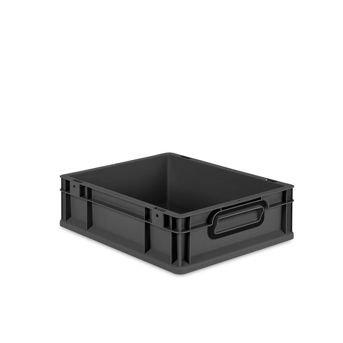 aidB Eurobox NextGen 2.0 Cycle - 400 x 300 x 220 mm - 20L Recycled Material Storage Box - Stackable Storage Box in Anthracite - Closed Handles - Industrial Quality - Includes Blue Colour Clips