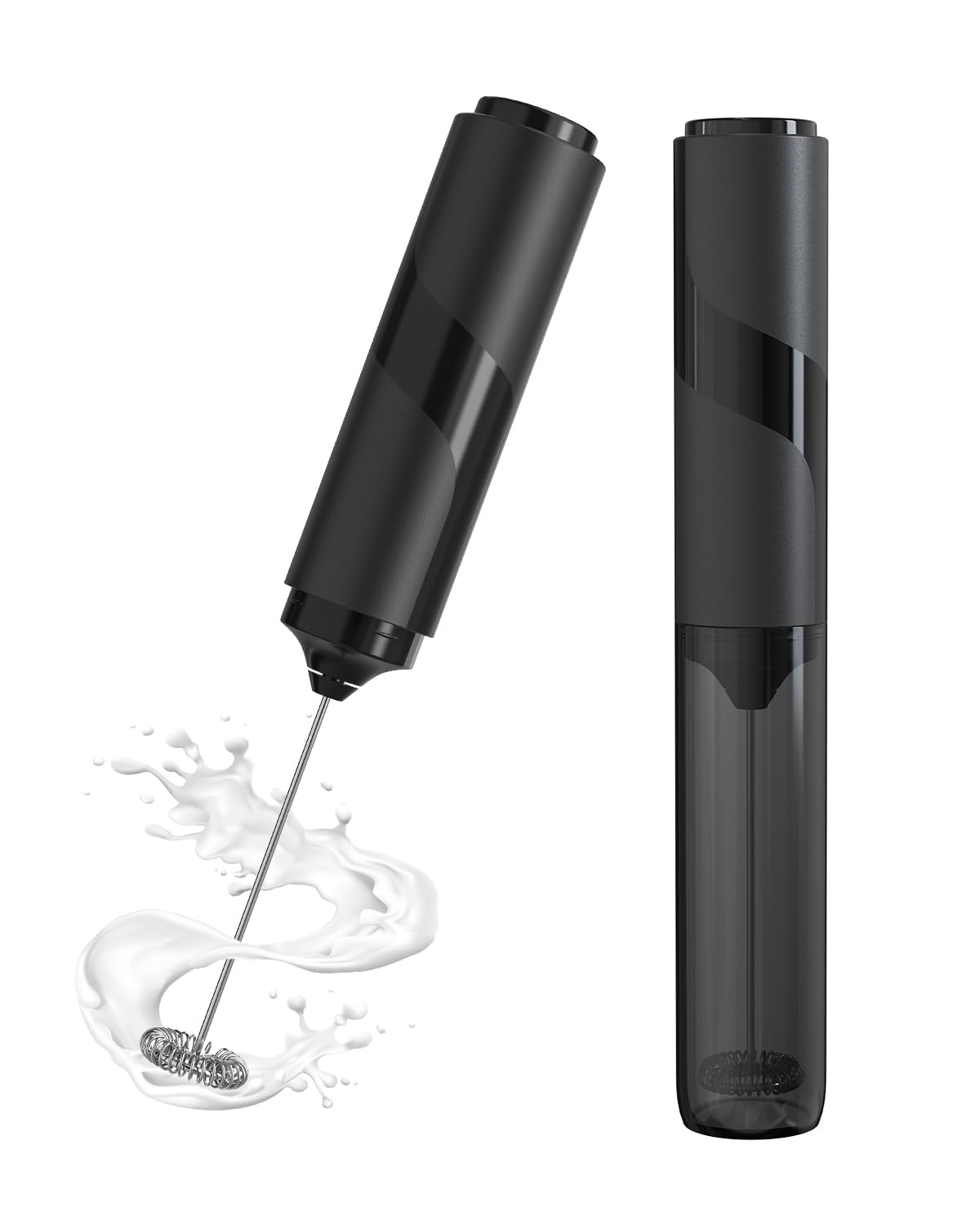 Milk Frother Stick/Milk Frother Electric Portable with High Performance Drink Mixer Coffee Whisk Battery Operated for Latte, Matcha Tea, Cappuccino, Black