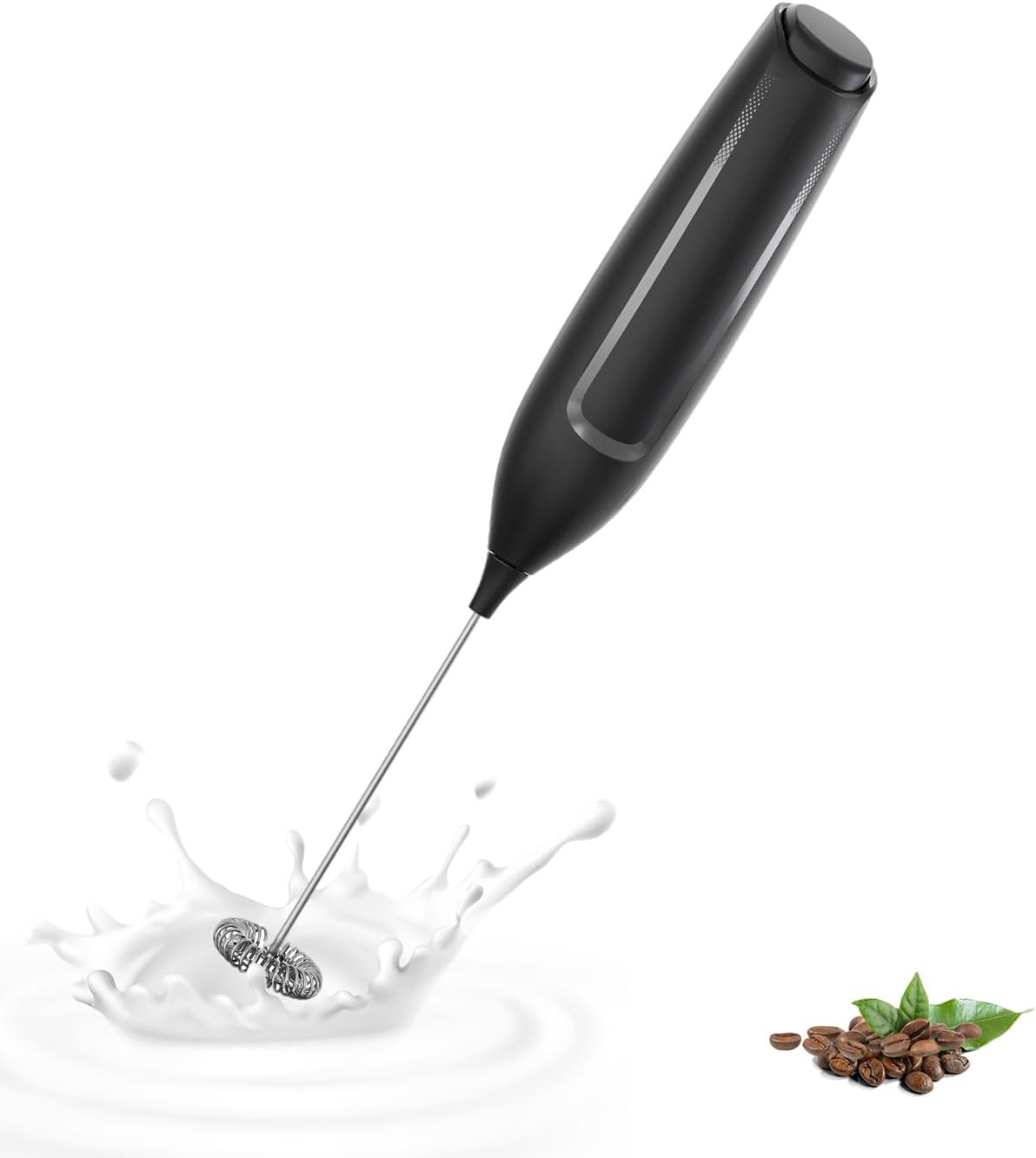 Milk Frother Stick/Milk Frother Electric Portable with High Performance Drink Mixer Coffee Whisk Battery Operated for Latte, Matcha Tea, Cappuccino, Black