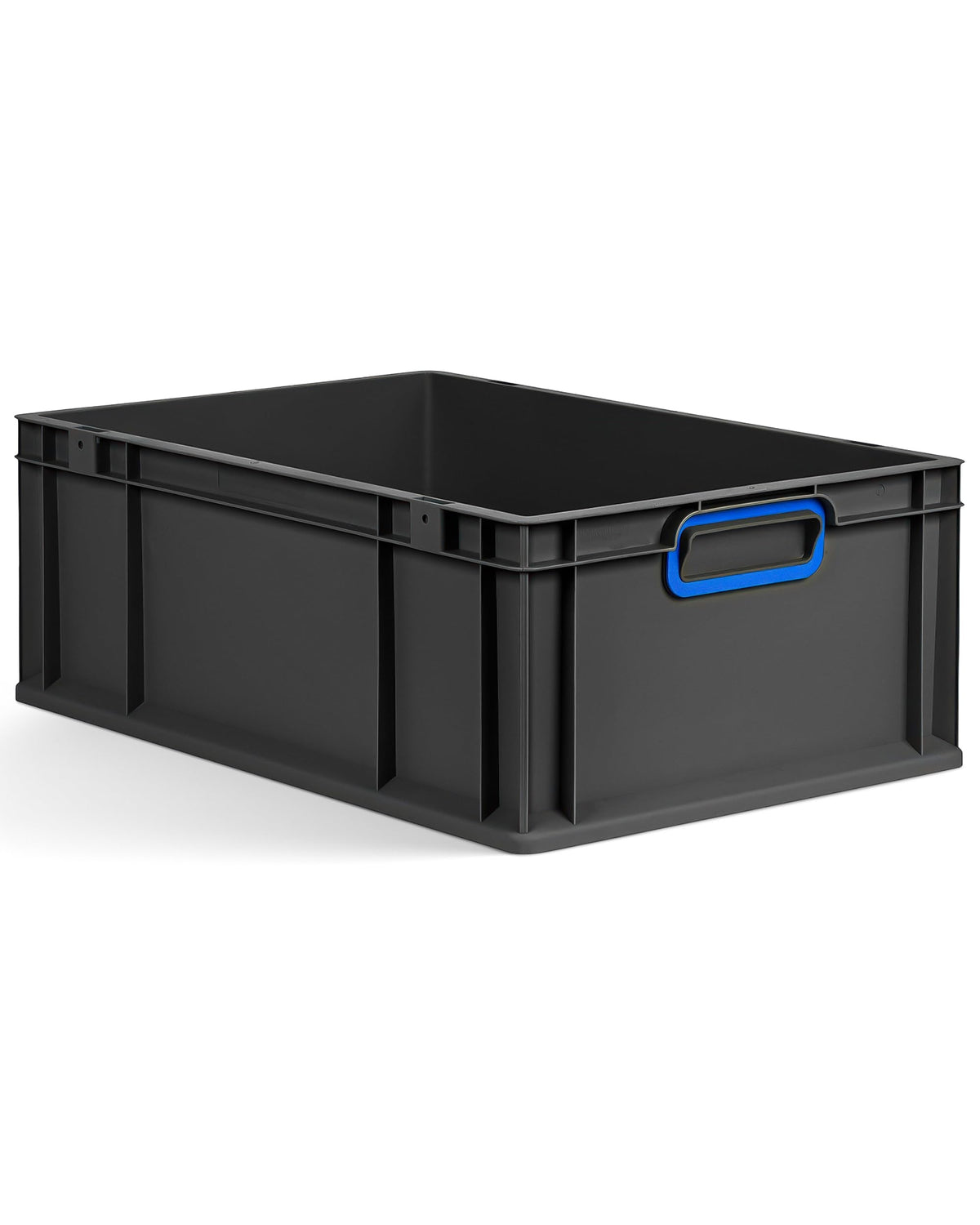 aidB Eurobox NextGen 2.0 Cycle - 400 x 300 x 220 mm - 20L Recycled Material Storage Box - Stackable Storage Box in Anthracite - Closed Handles - Industrial Quality - Includes Blue Colour Clips