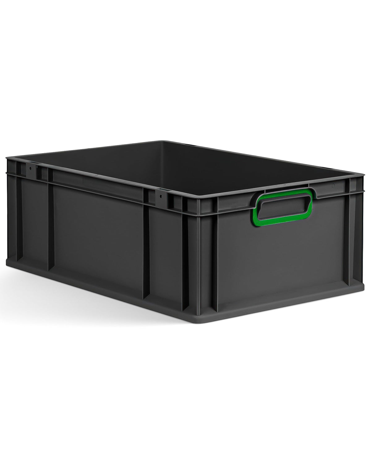 aidB Eurobox NextGen 2.0 Cycle - 400 x 300 x 220 mm - 20L Recycled Material Storage Box - Stackable Storage Box in Anthracite - Closed Handles - Industrial Quality - Includes Blue Colour Clips