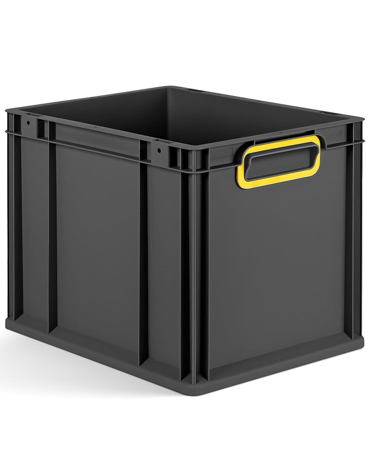 aidB Eurobox NextGen 2.0 Cycle - 400 x 300 x 220 mm - 20L Recycled Material Storage Box - Stackable Storage Box in Anthracite - Closed Handles - Industrial Quality - Includes Blue Colour Clips