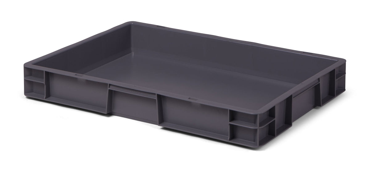 1a-TopStore Euro Container, Stacking Box, Storage Container, Plastic and Transport Box, Over 23 Sizes, Many Colours, Food-Safe & Made of Robust PP (Grey, 40 x 30 x 7.5 cm)
