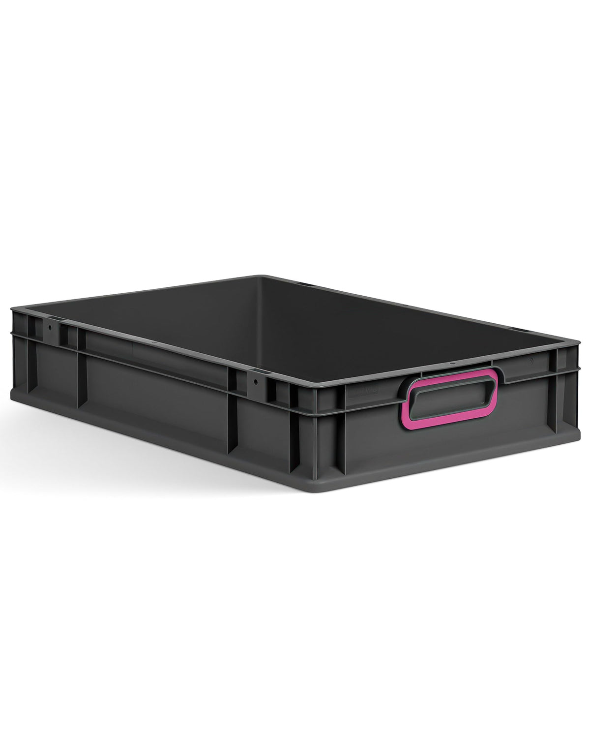 aidB Eurobox NextGen 2.0 Cycle - 400 x 300 x 220 mm - 20L Recycled Material Storage Box - Stackable Storage Box in Anthracite - Closed Handles - Industrial Quality - Includes Blue Colour Clips