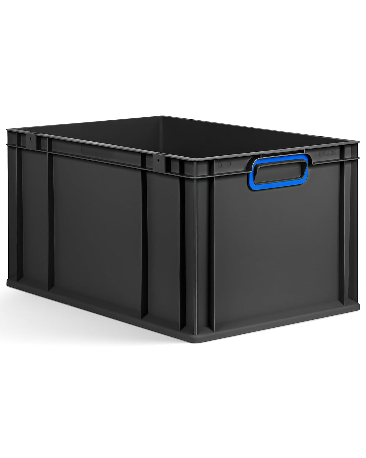aidB Eurobox NextGen 2.0 Cycle - 400 x 300 x 220 mm - 20L Recycled Material Storage Box - Stackable Storage Box in Anthracite - Closed Handles - Industrial Quality - Includes Blue Colour Clips