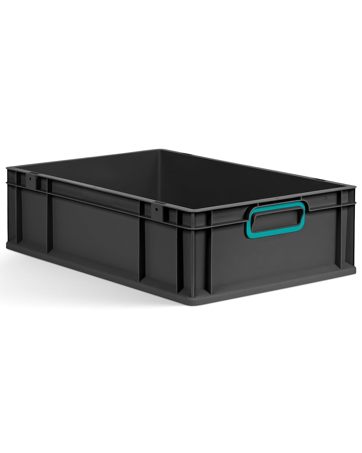 aidB Eurobox NextGen 2.0 Cycle - 400 x 300 x 220 mm - 20L Recycled Material Storage Box - Stackable Storage Box in Anthracite - Closed Handles - Industrial Quality - Includes Blue Colour Clips