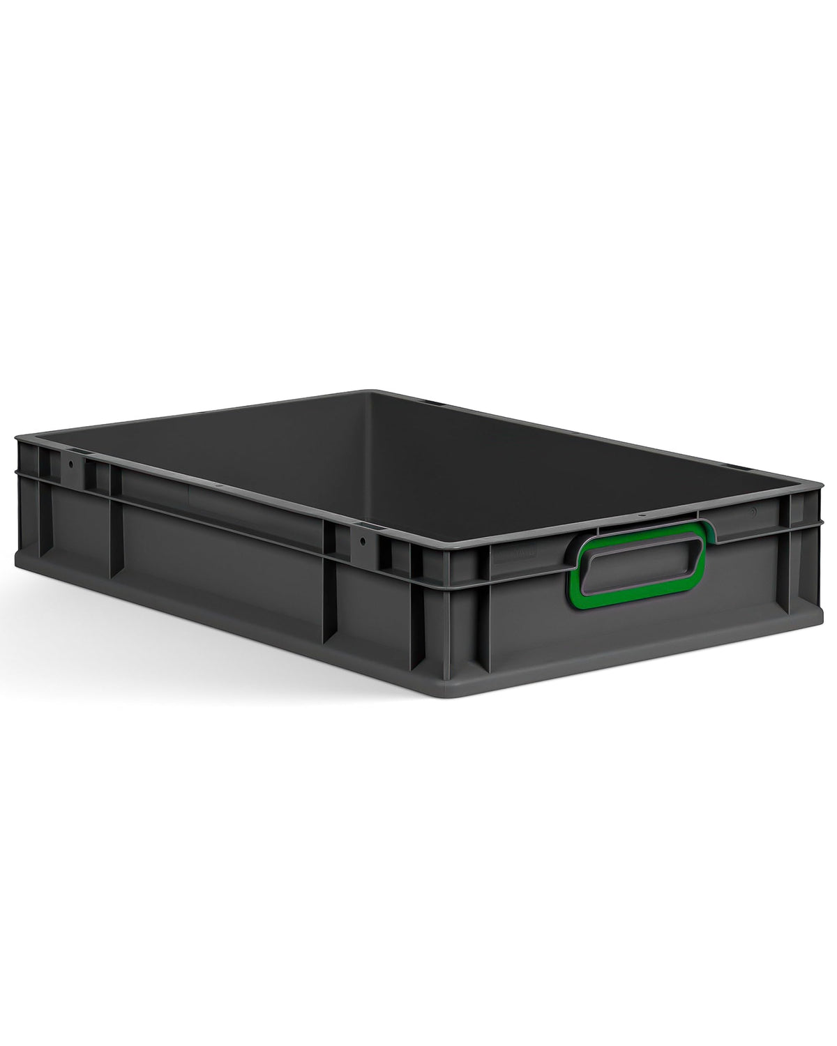 aidB Eurobox NextGen 2.0 Cycle - 400 x 300 x 220 mm - 20L Recycled Material Storage Box - Stackable Storage Box in Anthracite - Closed Handles - Industrial Quality - Includes Blue Colour Clips
