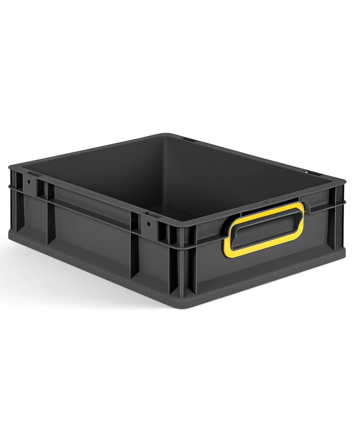 aidB Eurobox NextGen 2.0 Cycle - 400 x 300 x 220 mm - 20L Recycled Material Storage Box - Stackable Storage Box in Anthracite - Closed Handles - Industrial Quality - Includes Blue Colour Clips