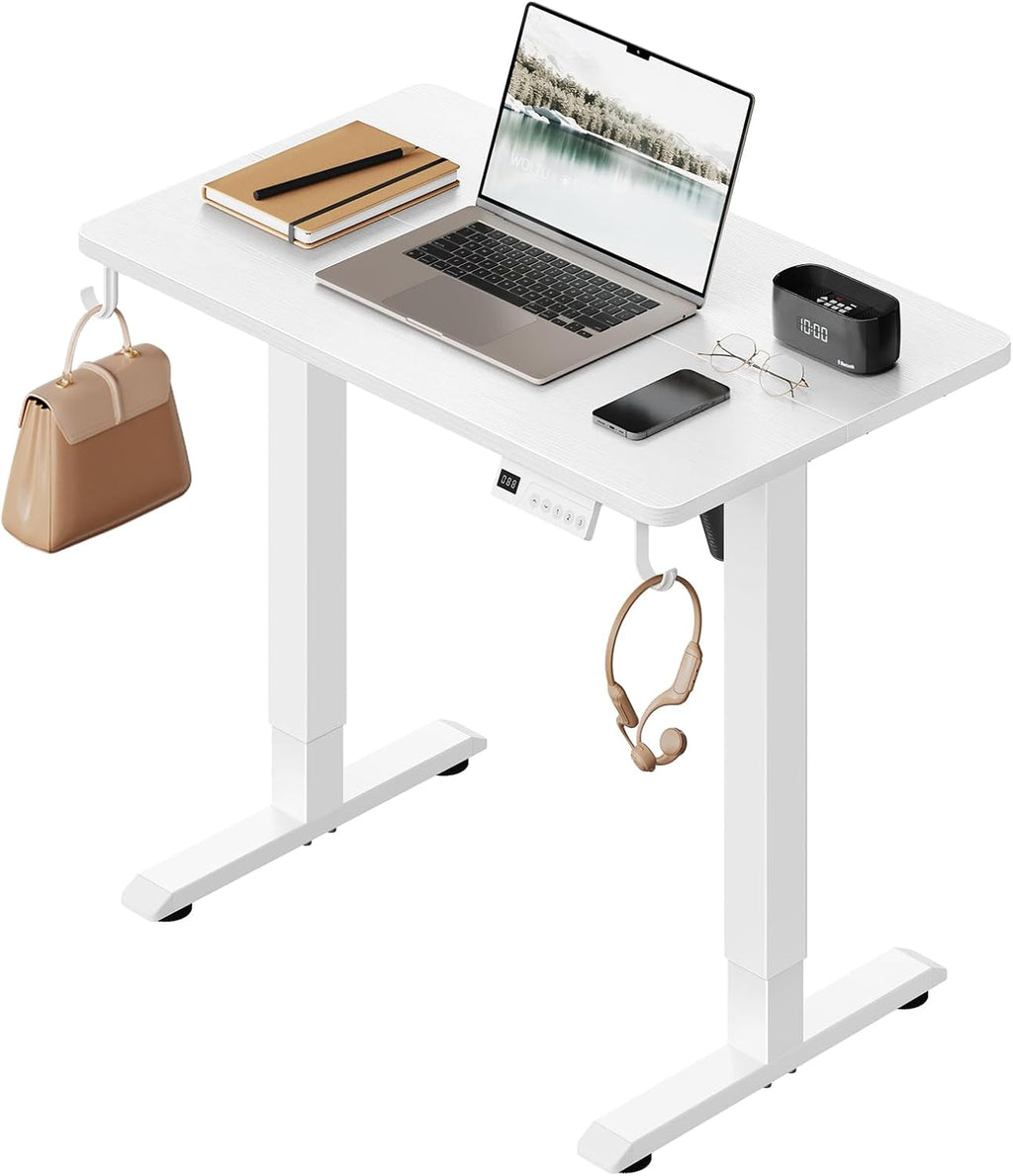 WOLTU Height-Adjustable Electric Desk with Memory Function & Collision Protection, 80 kg Load Capacity, Quiet, Computer Desk for Home Office, Study, 80 x 48 cm, White