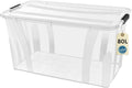 80L Storage Box with Lid - Clear Plastic Box, Stackable, Reinforced Base, Heavy Duty Locking Clips - Ideal for Kitchen & Household & HVAC Block
