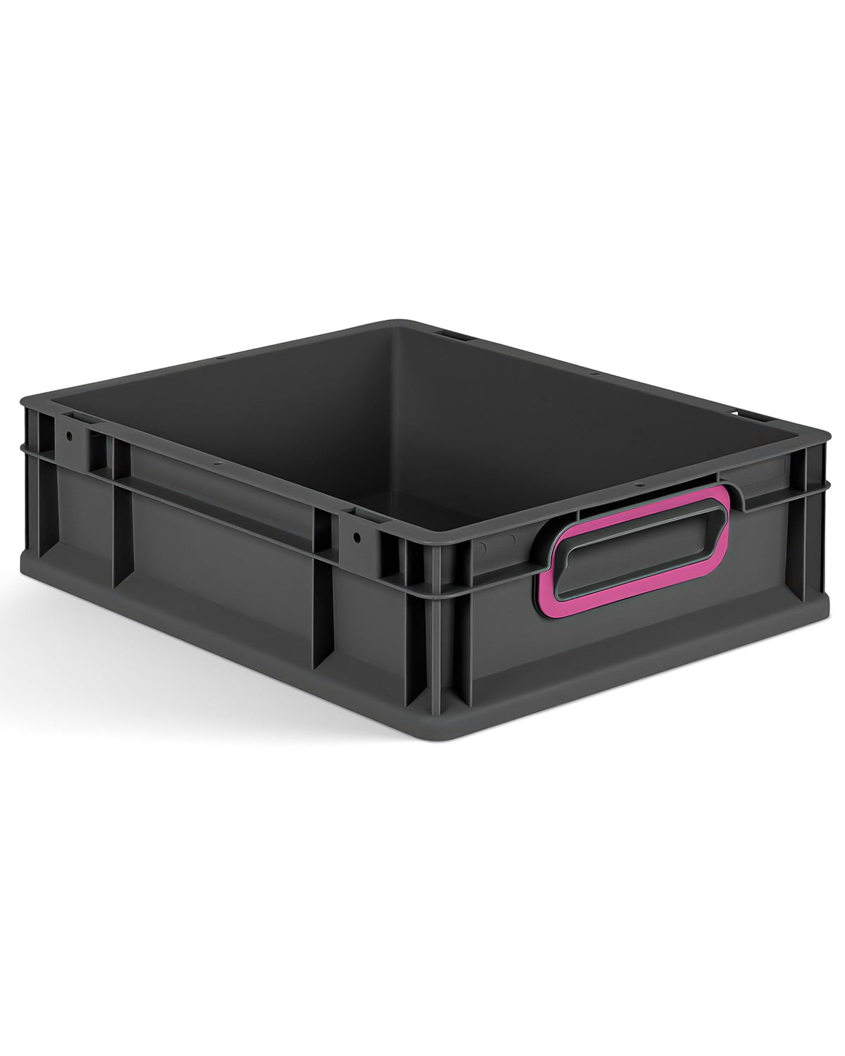 aidB Eurobox NextGen 2.0 Cycle - 400 x 300 x 220 mm - 20L Recycled Material Storage Box - Stackable Storage Box in Anthracite - Closed Handles - Industrial Quality - Includes Blue Colour Clips