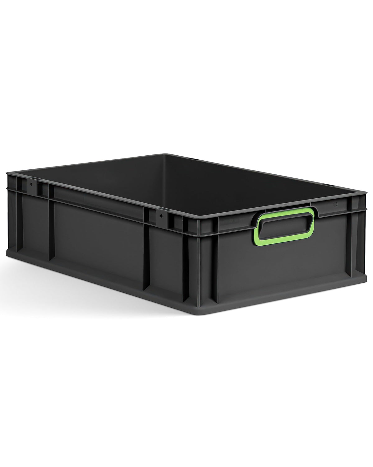 aidB Eurobox NextGen 2.0 Cycle - 400 x 300 x 220 mm - 20L Recycled Material Storage Box - Stackable Storage Box in Anthracite - Closed Handles - Industrial Quality - Includes Blue Colour Clips