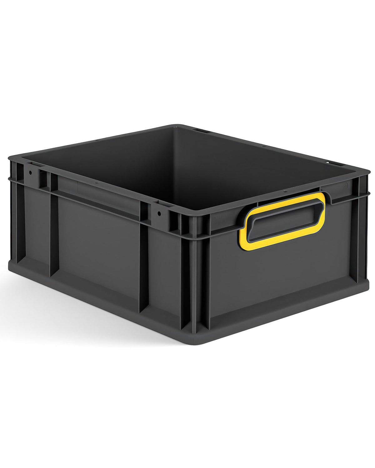 aidB Eurobox NextGen 2.0 Cycle - 400 x 300 x 220 mm - 20L Recycled Material Storage Box - Stackable Storage Box in Anthracite - Closed Handles - Industrial Quality - Includes Blue Colour Clips