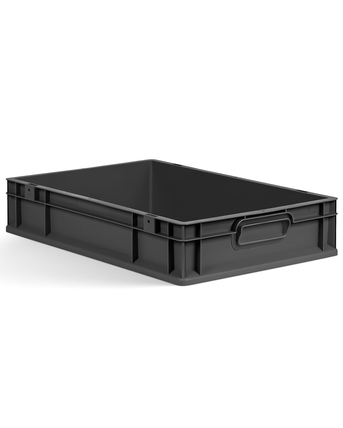 aidB Eurobox NextGen 2.0 Cycle - 400 x 300 x 220 mm - 20L Recycled Material Storage Box - Stackable Storage Box in Anthracite - Closed Handles - Industrial Quality - Includes Blue Colour Clips