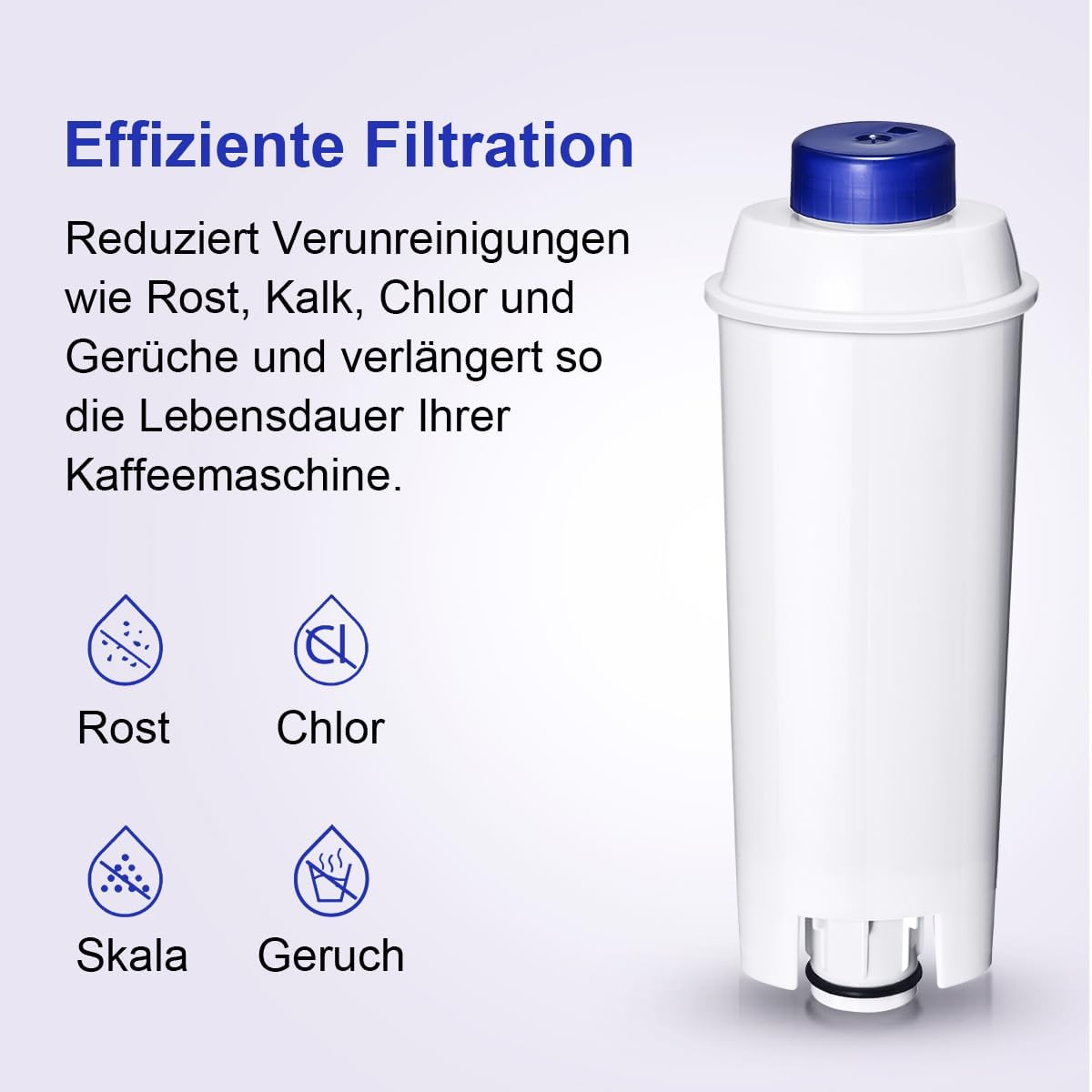 Replacement for Delonghi Water Filter (DLSC002), Compatible with Fully Automatic Coffee Machines, ECAM Series, Dinamica, Magnifica & Magnifica S/Evo, ETAM Autentica, Eletta Explorer, Prima Donna, Rivelia, Esam.