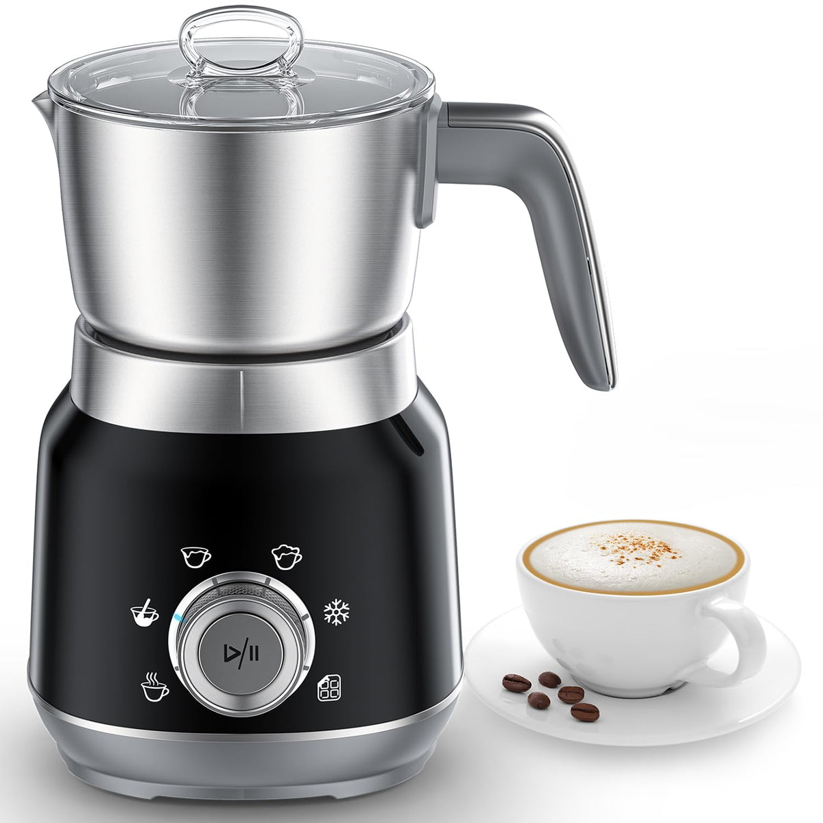 Milk Frother Stick/Milk Frother Electric Portable with High Performance Drink Mixer Coffee Whisk Battery Operated for Latte, Matcha Tea, Cappuccino, Black