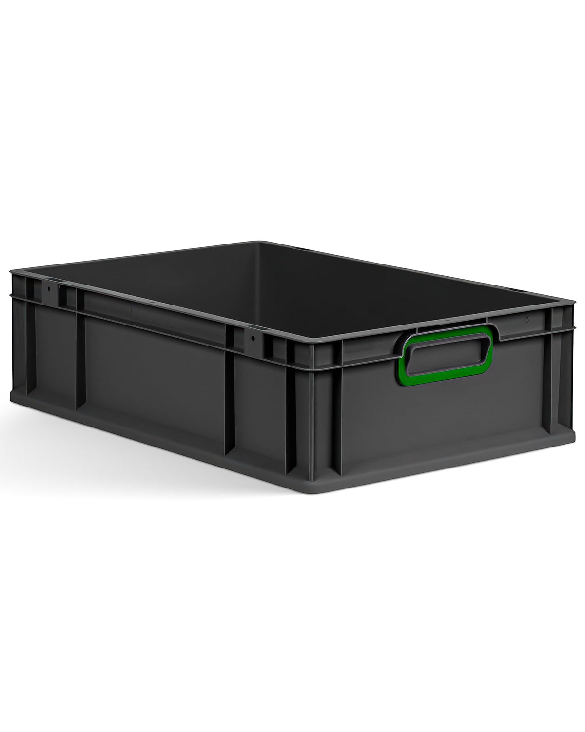 aidB Eurobox NextGen 2.0 Cycle - 400 x 300 x 220 mm - 20L Recycled Material Storage Box - Stackable Storage Box in Anthracite - Closed Handles - Industrial Quality - Includes Blue Colour Clips