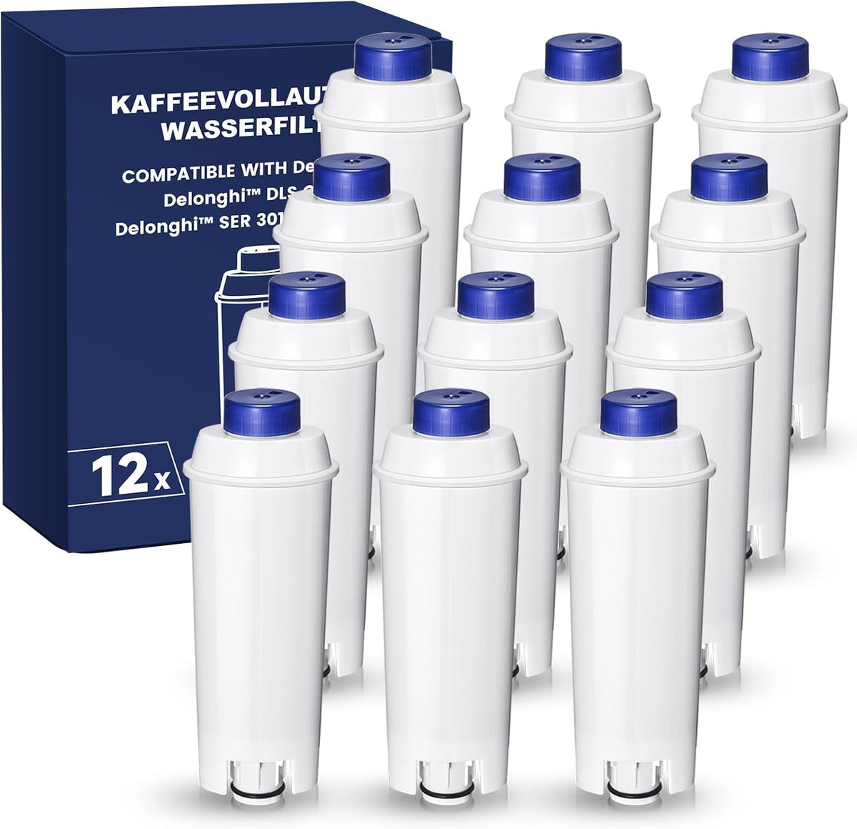 Replacement for Delonghi Water Filter (DLSC002), Compatible with Fully Automatic Coffee Machines, ECAM Series, Dinamica, Magnifica & Magnifica S/Evo, ETAM Autentica, Eletta Explorer, Prima Donna, Rivelia, Esam.