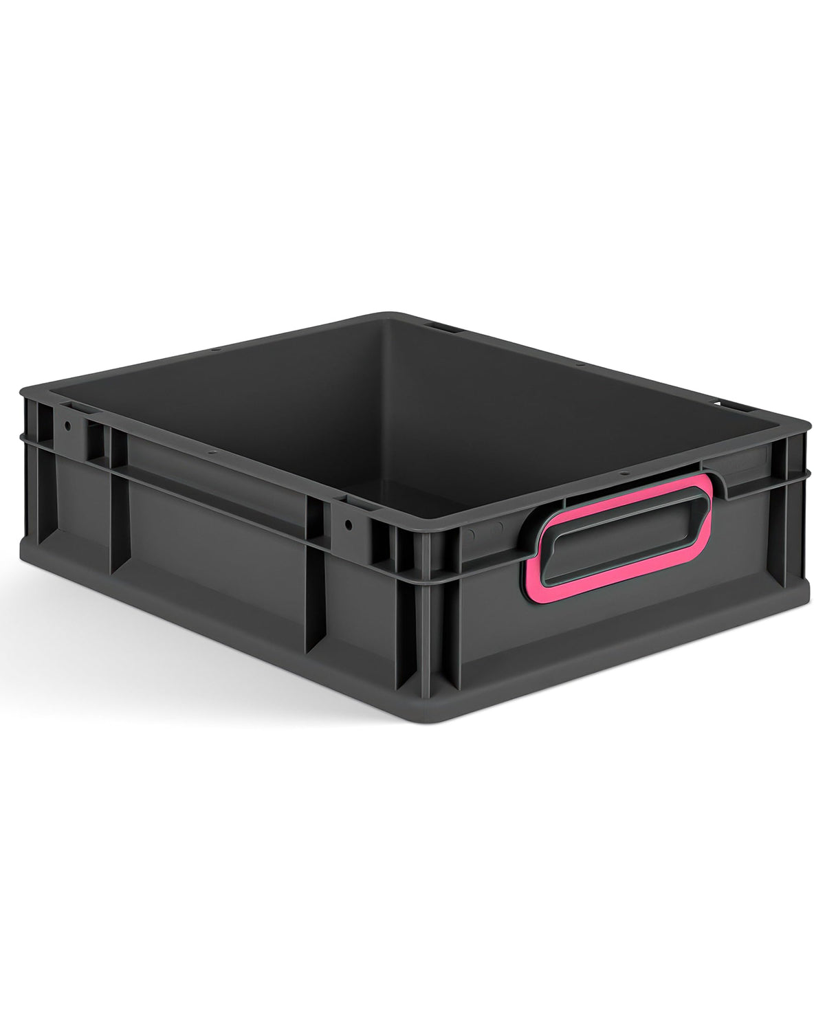 aidB Eurobox NextGen 2.0 Cycle - 400 x 300 x 220 mm - 20L Recycled Material Storage Box - Stackable Storage Box in Anthracite - Closed Handles - Industrial Quality - Includes Blue Colour Clips