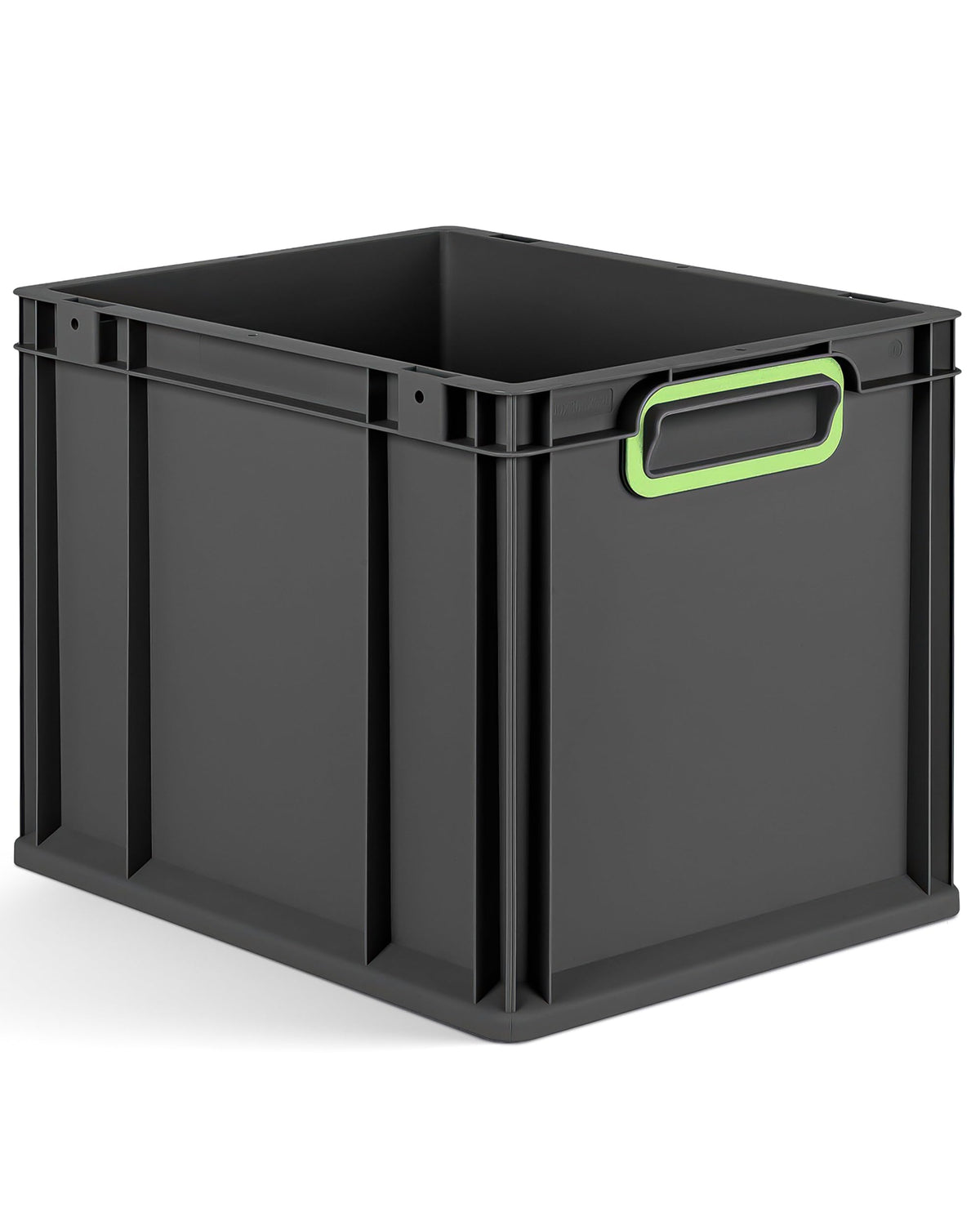 aidB Eurobox NextGen 2.0 Cycle - 400 x 300 x 220 mm - 20L Recycled Material Storage Box - Stackable Storage Box in Anthracite - Closed Handles - Industrial Quality - Includes Blue Colour Clips