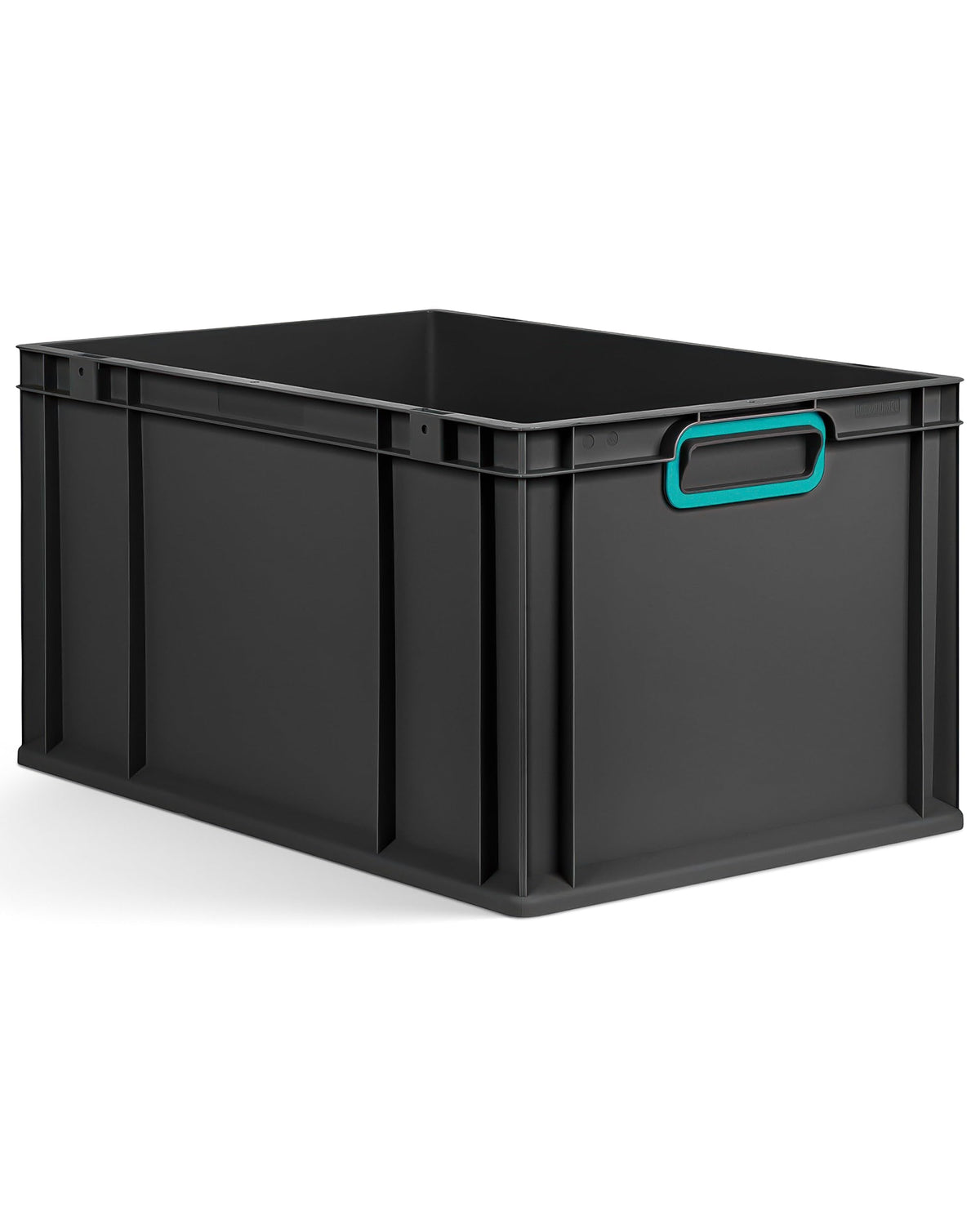 aidB Eurobox NextGen 2.0 Cycle - 400 x 300 x 220 mm - 20L Recycled Material Storage Box - Stackable Storage Box in Anthracite - Closed Handles - Industrial Quality - Includes Blue Colour Clips
