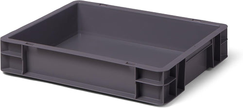 1a-TopStore Euro Container, Stacking Box, Storage Container, Plastic and Transport Box, Over 23 Sizes, Many Colours, Food-Safe & Made of Robust PP (Grey, 40 x 30 x 7.5 cm)