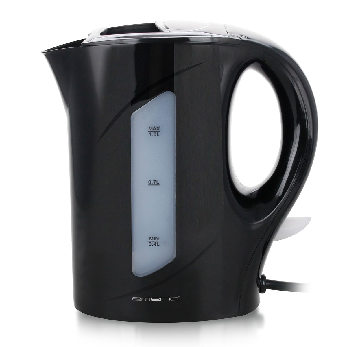 Emerio WK-119988 Glass Kettle, 1.7 Litre, 2200 Watt, LED Interior Lighting, 360 ° Base, Silver