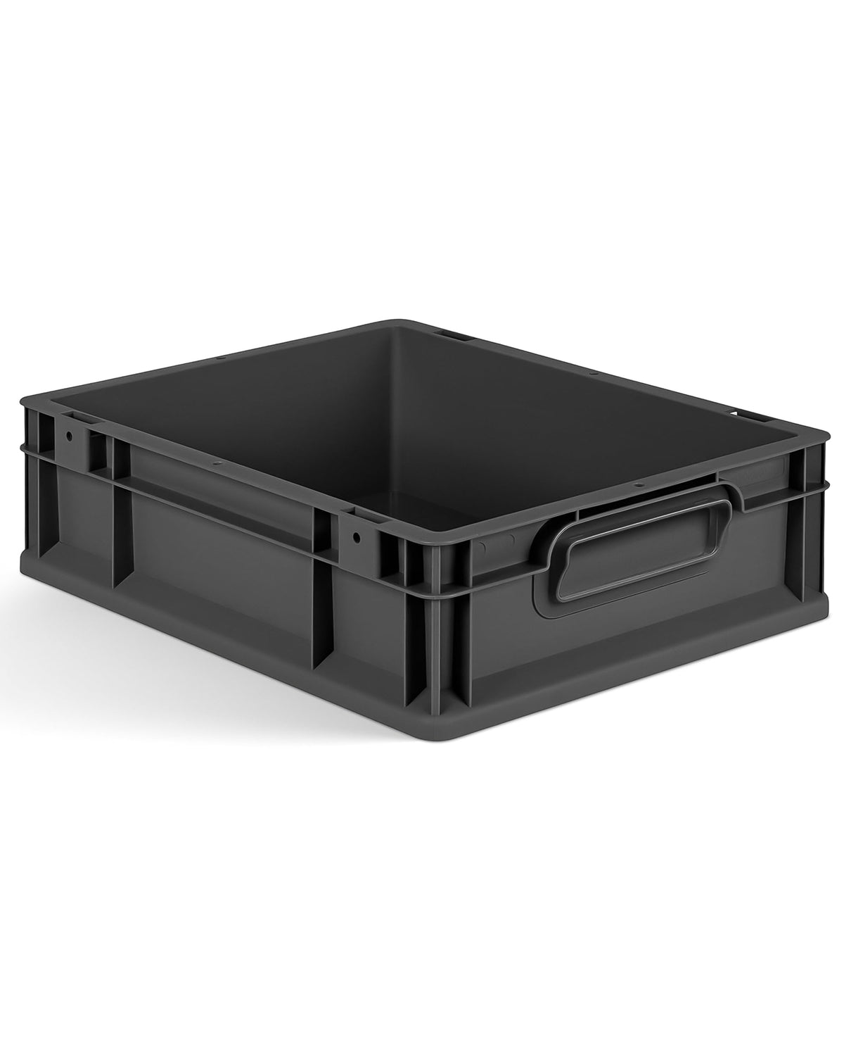 aidB Eurobox NextGen 2.0 Cycle - 400 x 300 x 220 mm - 20L Recycled Material Storage Box - Stackable Storage Box in Anthracite - Closed Handles - Industrial Quality - Includes Blue Colour Clips