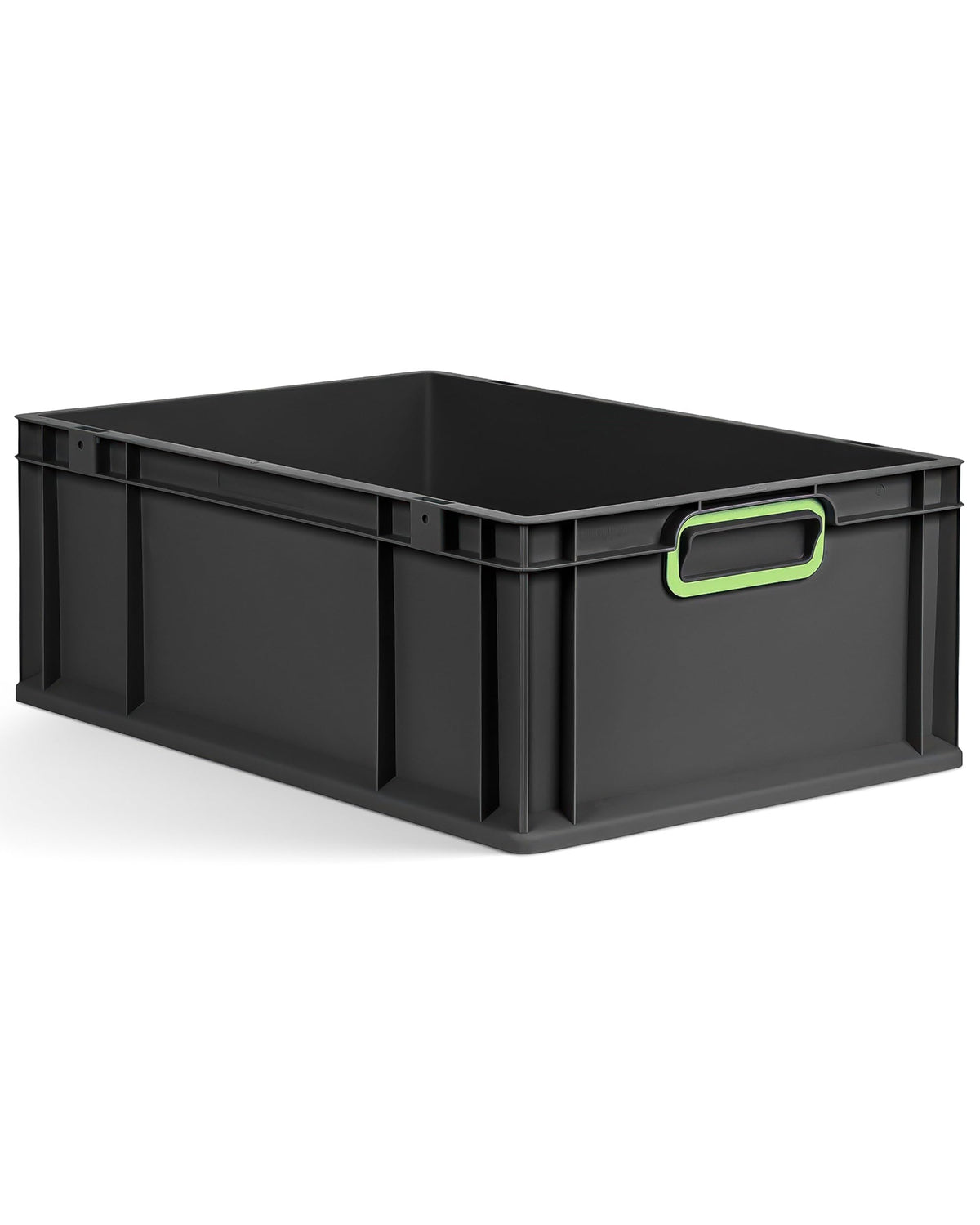 aidB Eurobox NextGen 2.0 Cycle - 400 x 300 x 220 mm - 20L Recycled Material Storage Box - Stackable Storage Box in Anthracite - Closed Handles - Industrial Quality - Includes Blue Colour Clips