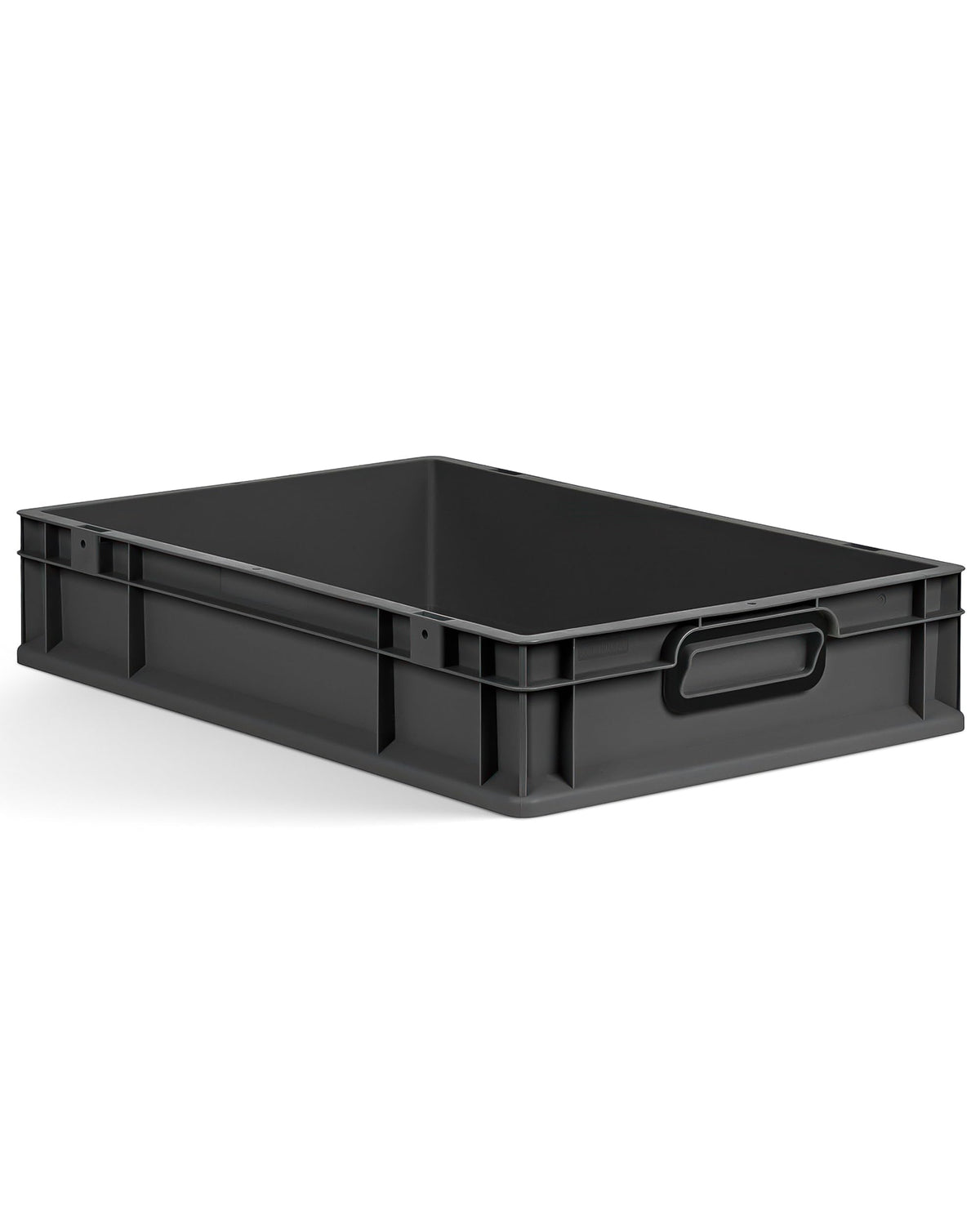 aidB Eurobox NextGen 2.0 Cycle - 400 x 300 x 220 mm - 20L Recycled Material Storage Box - Stackable Storage Box in Anthracite - Closed Handles - Industrial Quality - Includes Blue Colour Clips