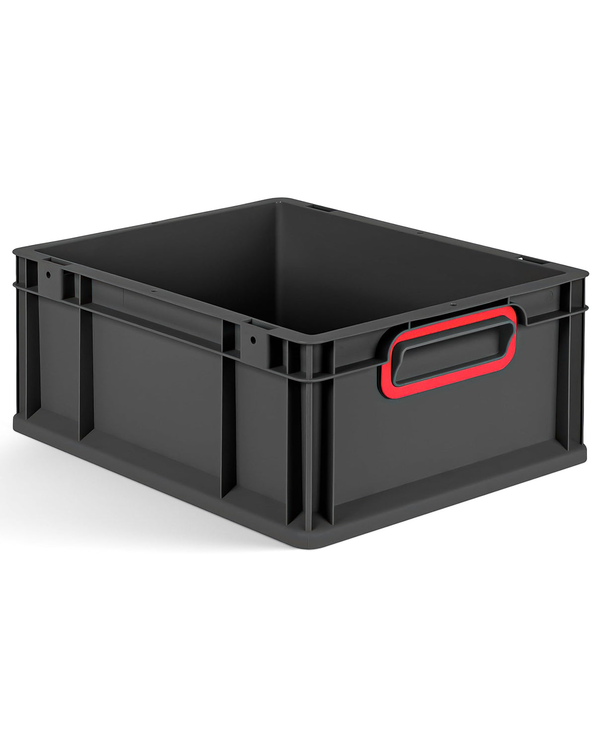 aidB Eurobox NextGen 2.0 Cycle - 400 x 300 x 220 mm - 20L Recycled Material Storage Box - Stackable Storage Box in Anthracite - Closed Handles - Industrial Quality - Includes Blue Colour Clips