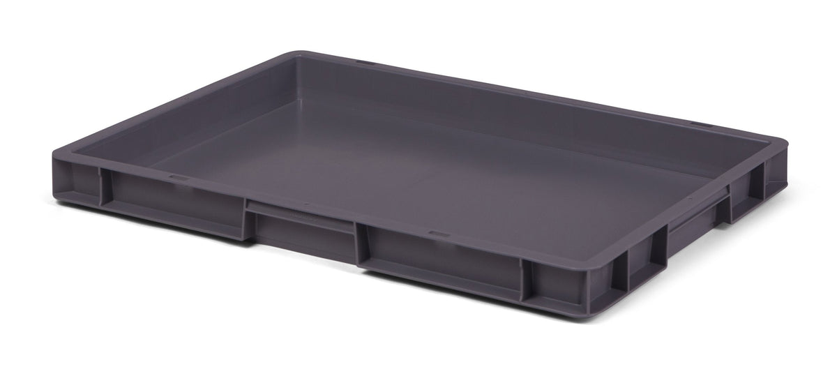 1a-TopStore Euro Container, Stacking Box, Storage Container, Plastic and Transport Box, Over 23 Sizes, Many Colours, Food-Safe & Made of Robust PP (Grey, 40 x 30 x 7.5 cm)