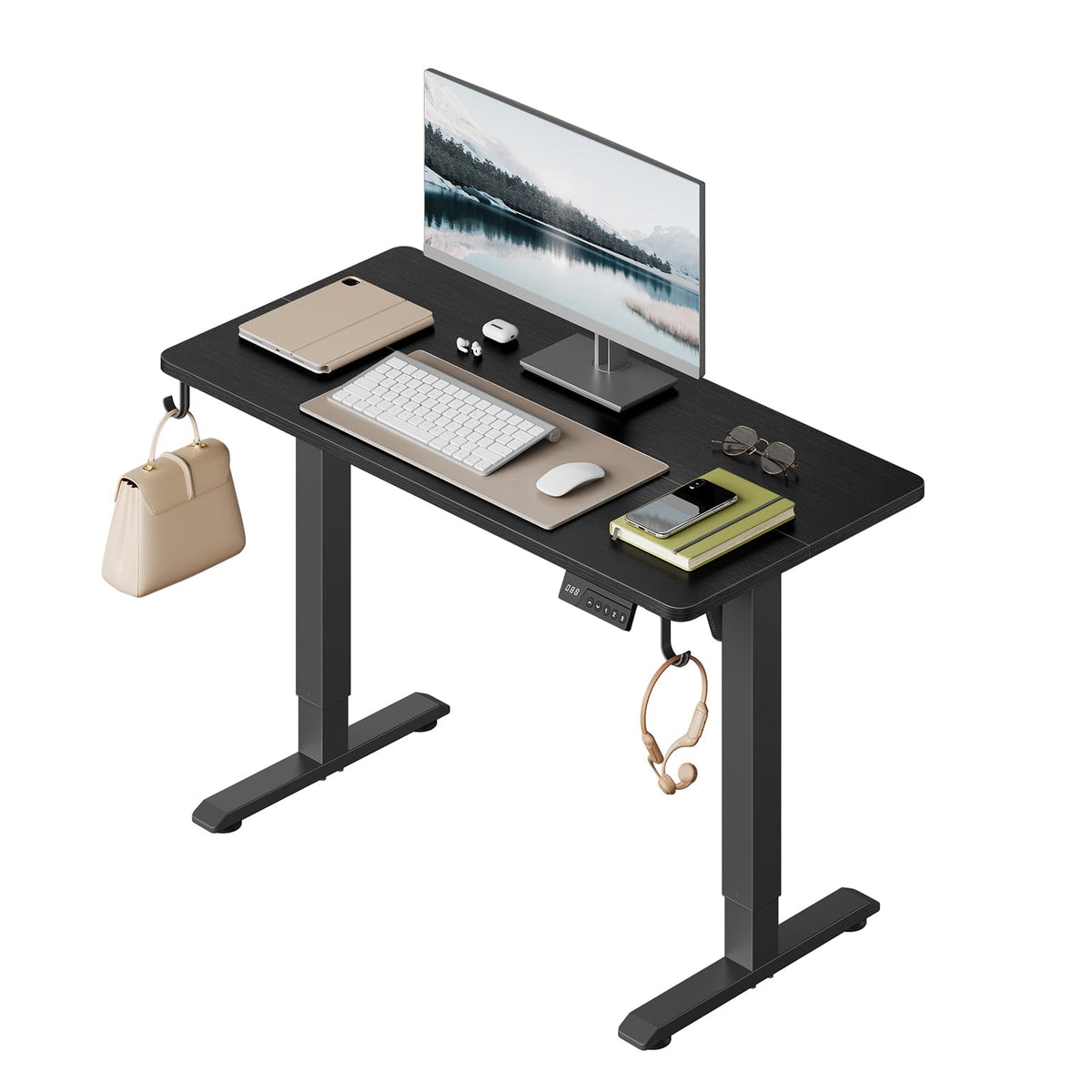 WOLTU Height-Adjustable Electric Desk with Memory Function & Collision Protection, 80 kg Load Capacity, Quiet, Computer Desk for Home Office, Study, 80 x 48 cm, White