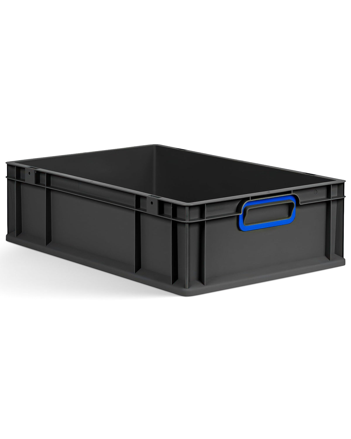aidB Eurobox NextGen 2.0 Cycle - 400 x 300 x 220 mm - 20L Recycled Material Storage Box - Stackable Storage Box in Anthracite - Closed Handles - Industrial Quality - Includes Blue Colour Clips