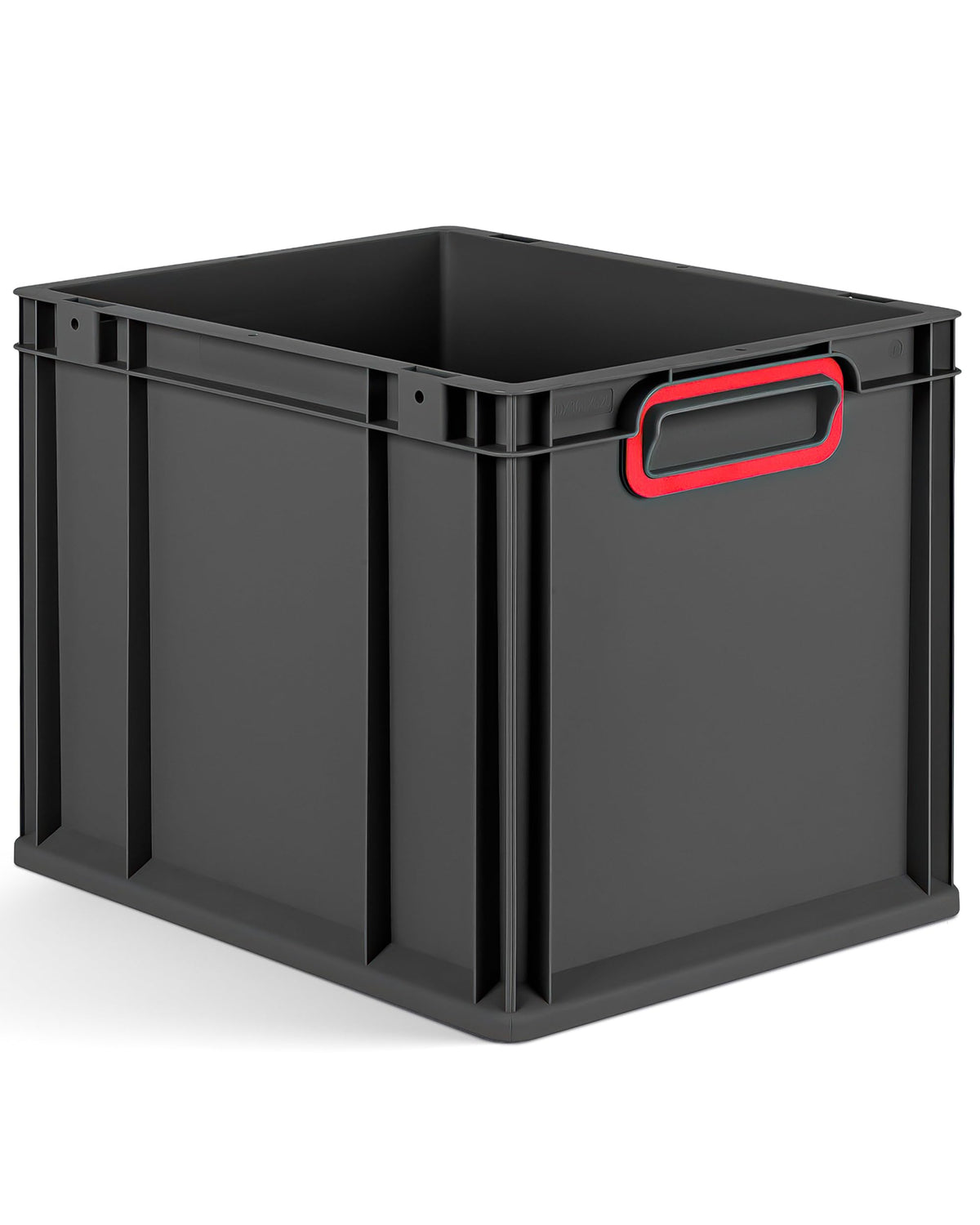 aidB Eurobox NextGen 2.0 Cycle - 400 x 300 x 220 mm - 20L Recycled Material Storage Box - Stackable Storage Box in Anthracite - Closed Handles - Industrial Quality - Includes Blue Colour Clips