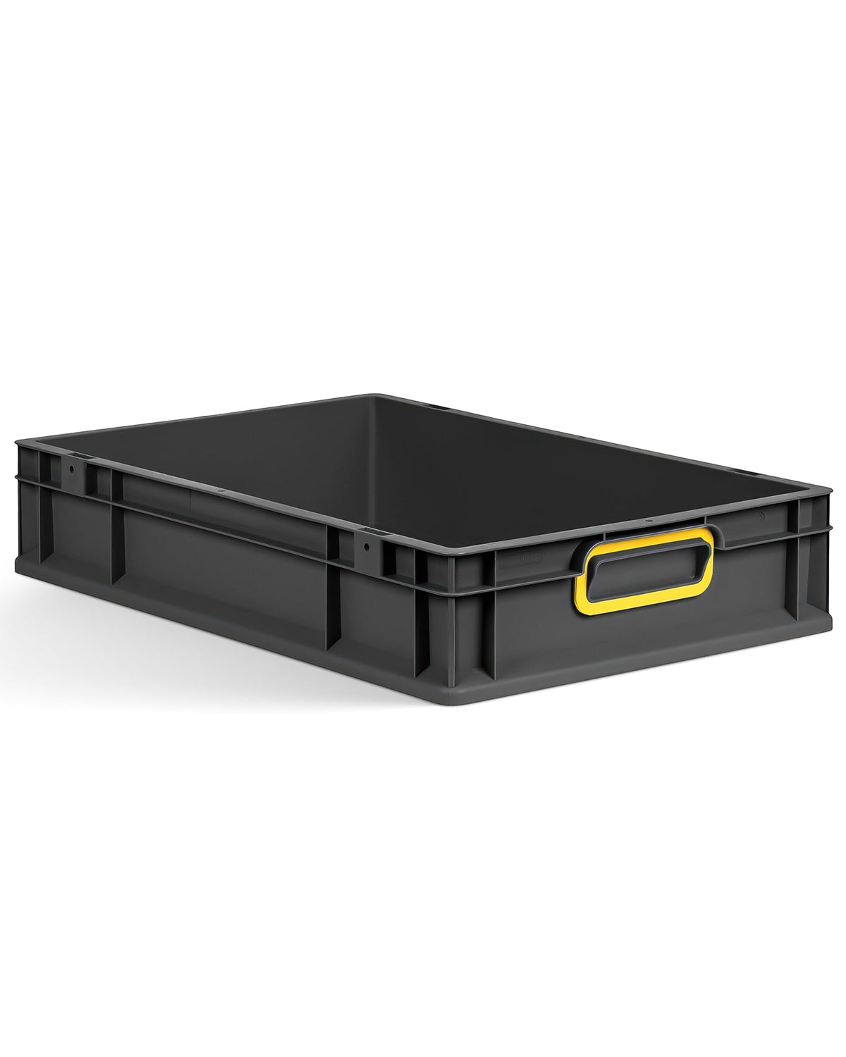aidB Eurobox NextGen 2.0 Cycle - 400 x 300 x 220 mm - 20L Recycled Material Storage Box - Stackable Storage Box in Anthracite - Closed Handles - Industrial Quality - Includes Blue Colour Clips