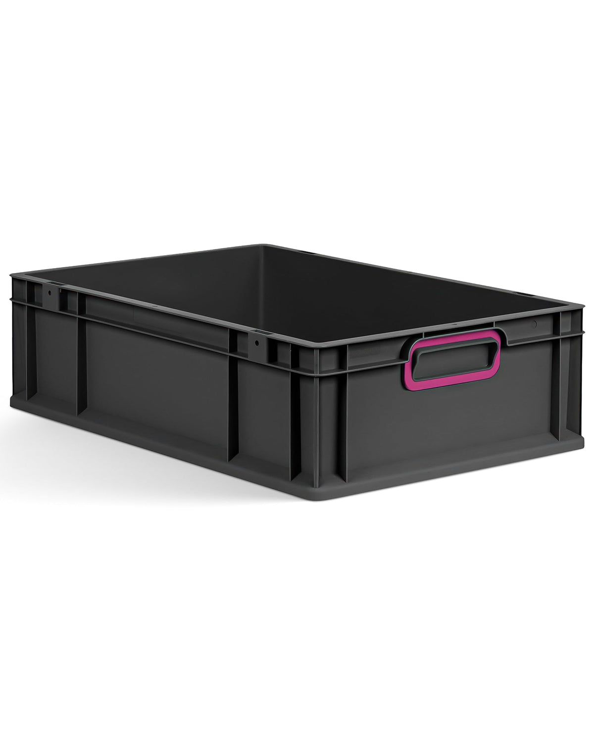 aidB Eurobox NextGen 2.0 Cycle - 400 x 300 x 220 mm - 20L Recycled Material Storage Box - Stackable Storage Box in Anthracite - Closed Handles - Industrial Quality - Includes Blue Colour Clips