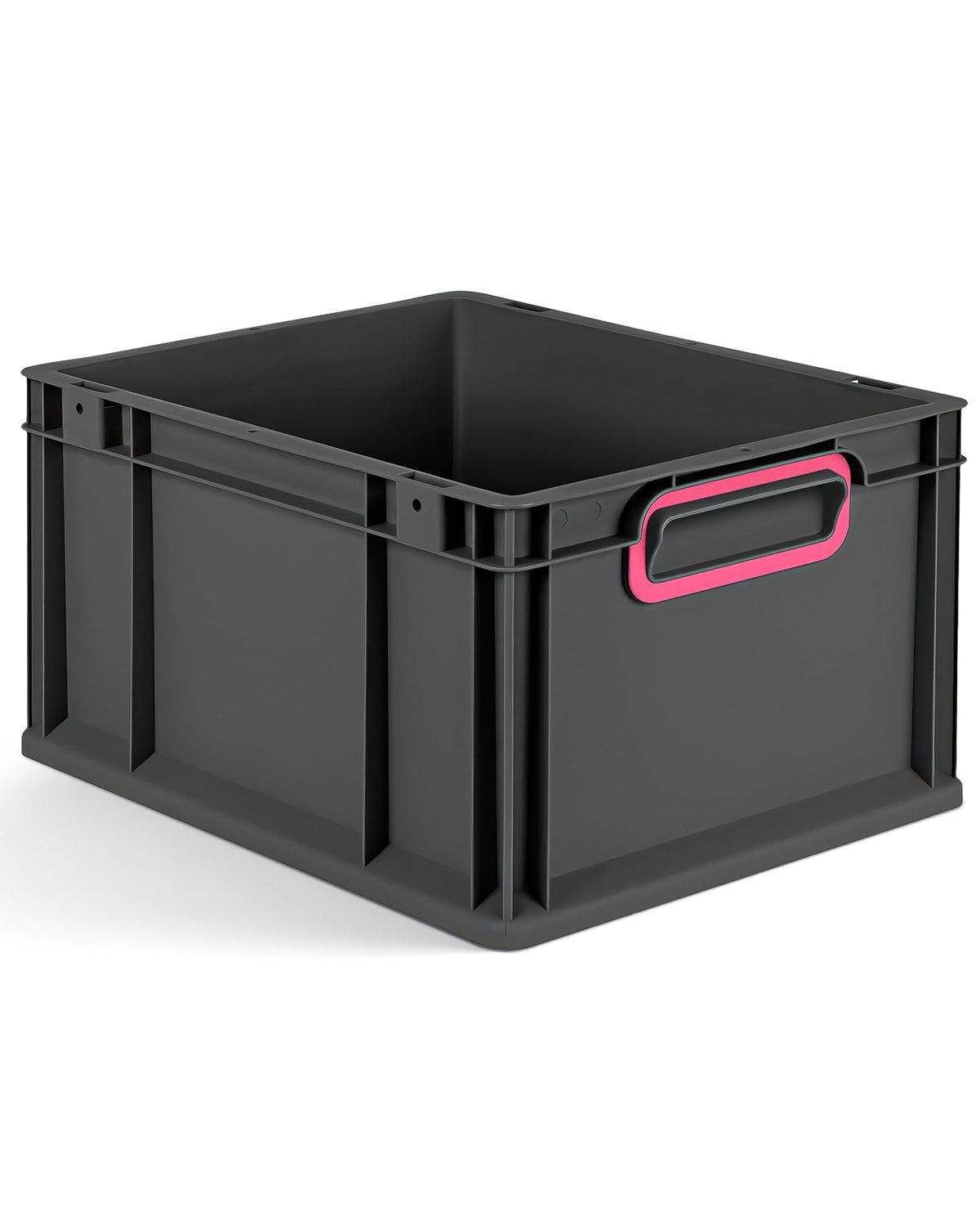 aidB Eurobox NextGen 2.0 Cycle - 400 x 300 x 220 mm - 20L Recycled Material Storage Box - Stackable Storage Box in Anthracite - Closed Handles - Industrial Quality - Includes Blue Colour Clips