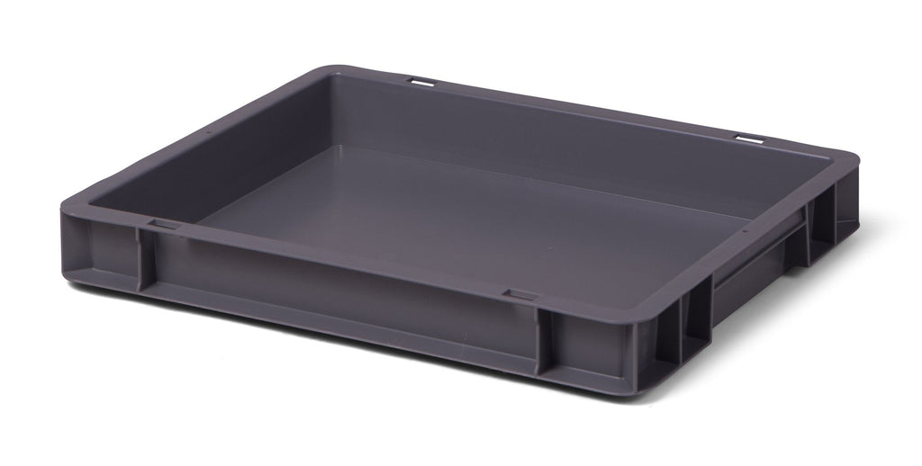 1a-TopStore Euro Container, Stacking Box, Storage Container, Plastic and Transport Box, Over 23 Sizes, Many Colours, Food-Safe & Made of Robust PP (Grey, 40 x 30 x 7.5 cm)