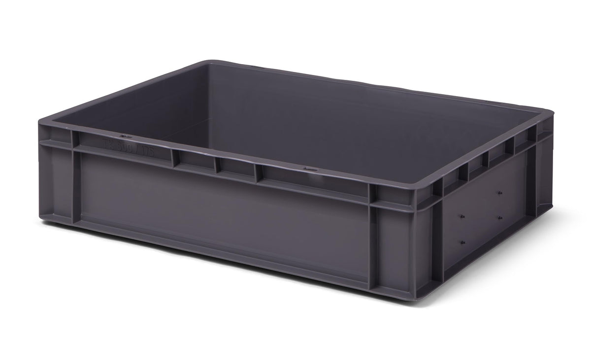 1a-TopStore Euro Container, Stacking Box, Storage Container, Plastic and Transport Box, Over 23 Sizes, Many Colours, Food-Safe & Made of Robust PP (Grey, 40 x 30 x 7.5 cm)