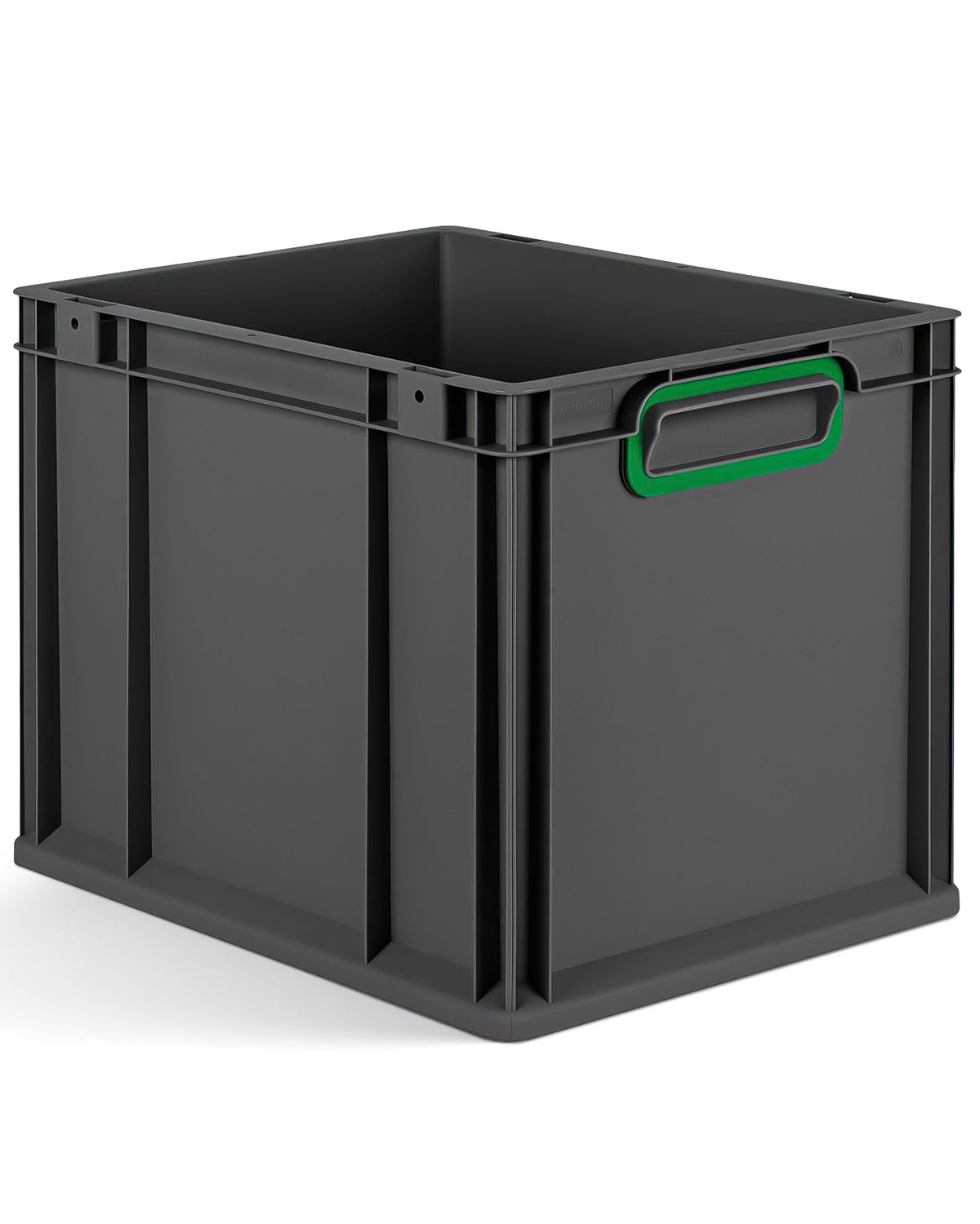 aidB Eurobox NextGen 2.0 Cycle - 400 x 300 x 220 mm - 20L Recycled Material Storage Box - Stackable Storage Box in Anthracite - Closed Handles - Industrial Quality - Includes Blue Colour Clips