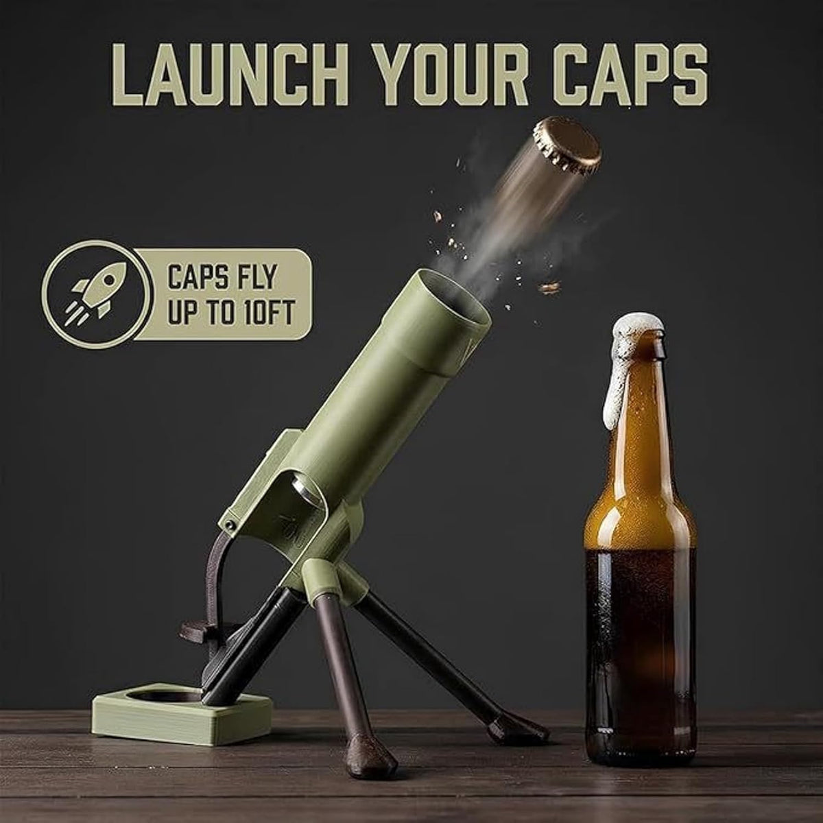 Beer Bottle Opener in Mortar Design, Automatic Bottle Cap Ejection with Push Mechanism, Beer Bottle Mortar Bottle Opener Fun, Funny Beer Mortar, Hands-Free Bottle Opener for Home Bar, Party