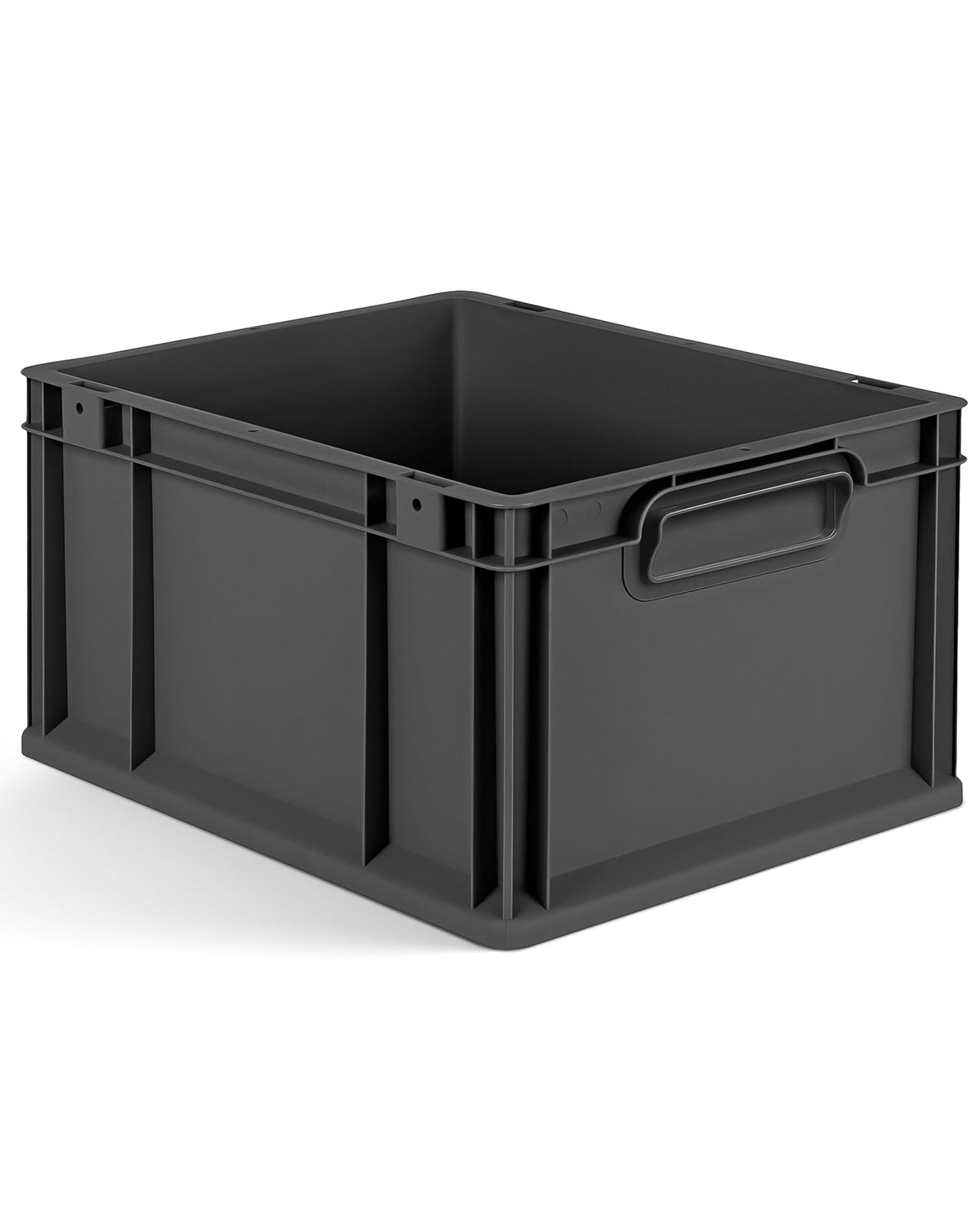 aidB Eurobox NextGen 2.0 Cycle - 400 x 300 x 220 mm - 20L Recycled Material Storage Box - Stackable Storage Box in Anthracite - Closed Handles - Industrial Quality - Includes Blue Colour Clips