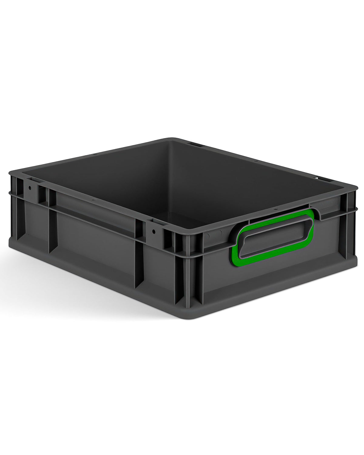aidB Eurobox NextGen 2.0 Cycle - 400 x 300 x 220 mm - 20L Recycled Material Storage Box - Stackable Storage Box in Anthracite - Closed Handles - Industrial Quality - Includes Blue Colour Clips