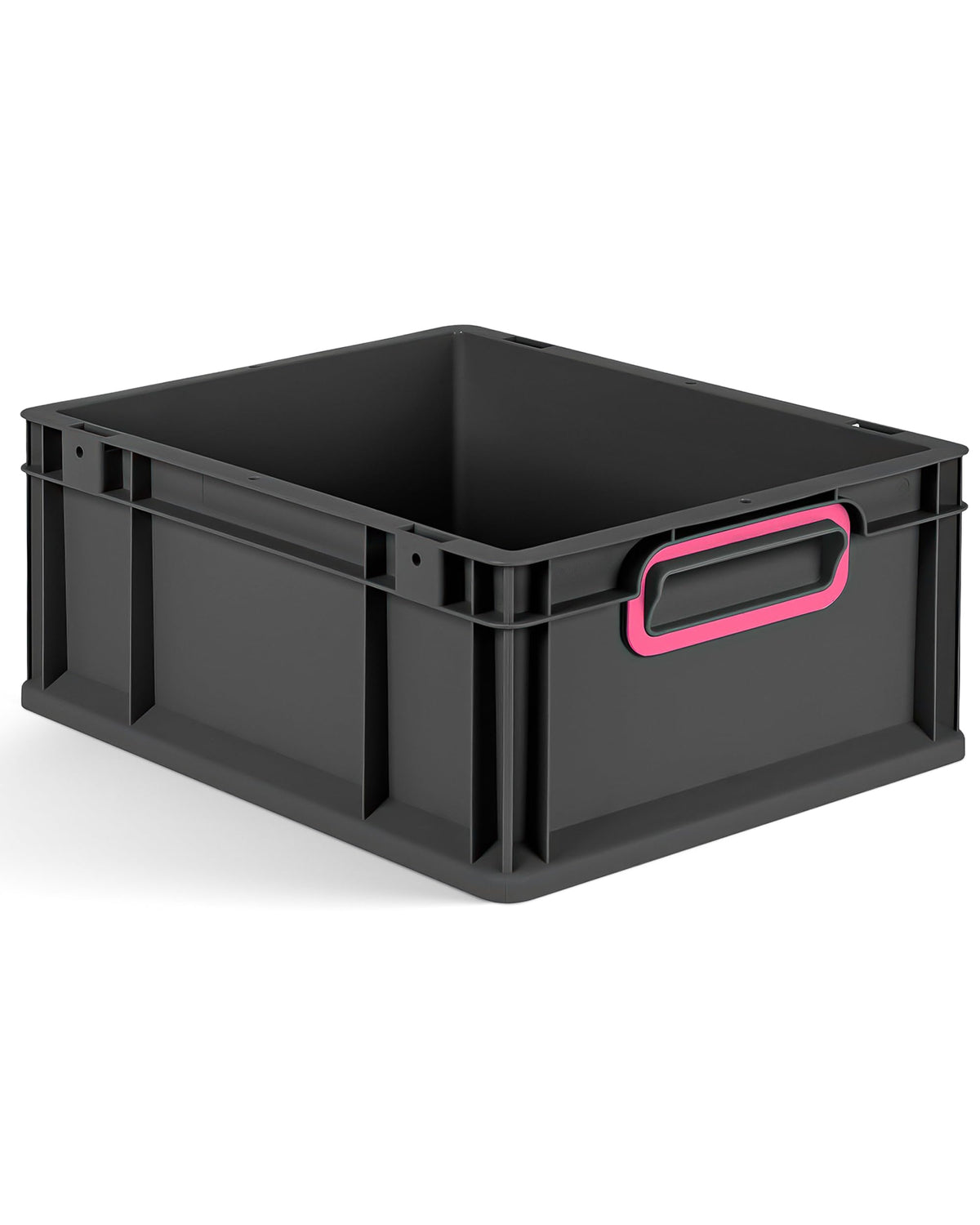 aidB Eurobox NextGen 2.0 Cycle - 400 x 300 x 220 mm - 20L Recycled Material Storage Box - Stackable Storage Box in Anthracite - Closed Handles - Industrial Quality - Includes Blue Colour Clips