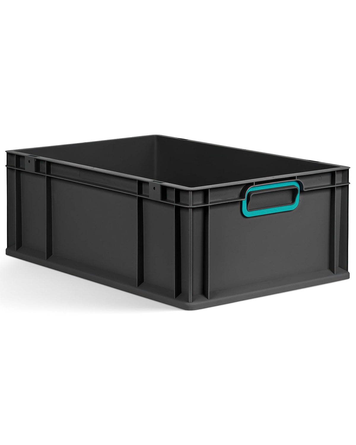 aidB Eurobox NextGen 2.0 Cycle - 400 x 300 x 220 mm - 20L Recycled Material Storage Box - Stackable Storage Box in Anthracite - Closed Handles - Industrial Quality - Includes Blue Colour Clips
