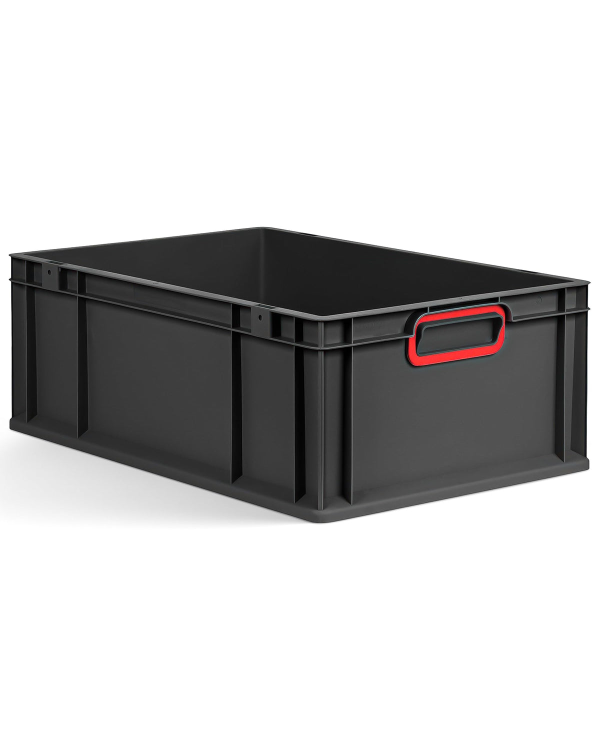 aidB Eurobox NextGen 2.0 Cycle - 400 x 300 x 220 mm - 20L Recycled Material Storage Box - Stackable Storage Box in Anthracite - Closed Handles - Industrial Quality - Includes Blue Colour Clips
