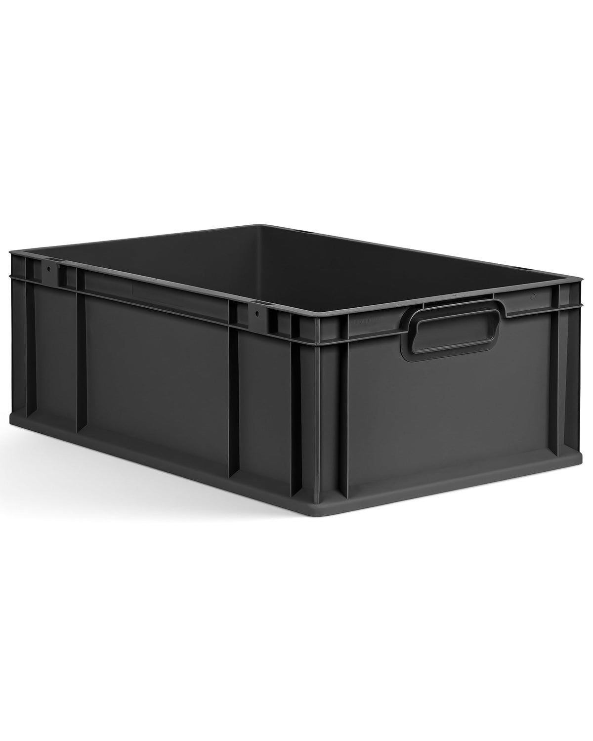 aidB Eurobox NextGen 2.0 Cycle - 400 x 300 x 220 mm - 20L Recycled Material Storage Box - Stackable Storage Box in Anthracite - Closed Handles - Industrial Quality - Includes Blue Colour Clips